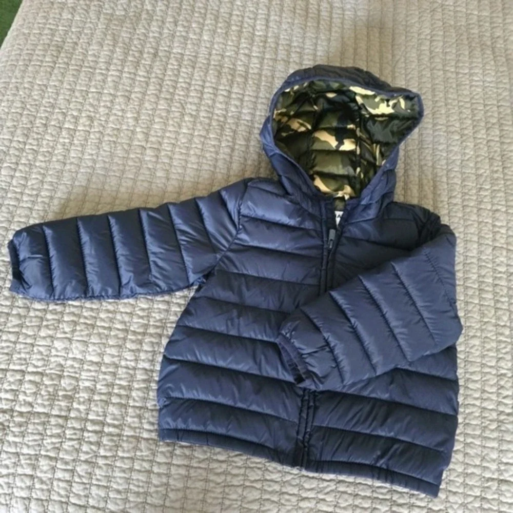 Old Navy Boys Navy Blue Camo Lined Puffer Jacket Size 4T‎